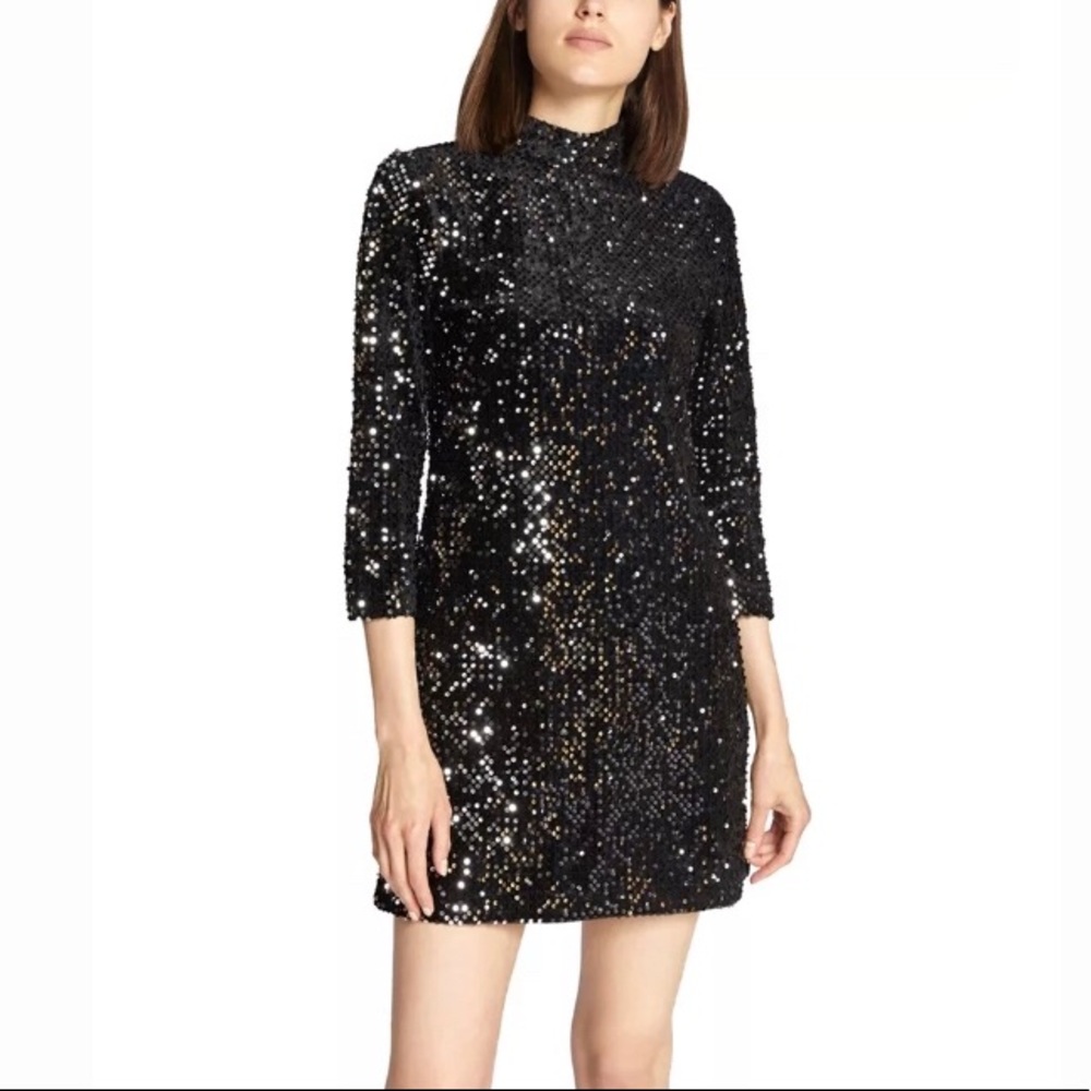 1/4 sleeve velvet sequin dress